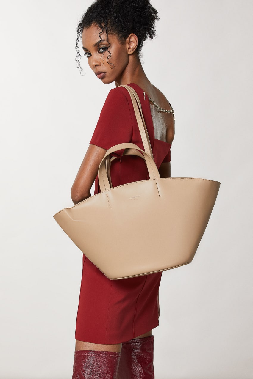 Leather outlet shopper tote